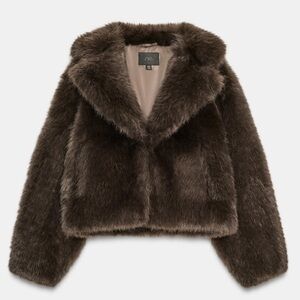 Zara Tobacco Faux Fur Coat
